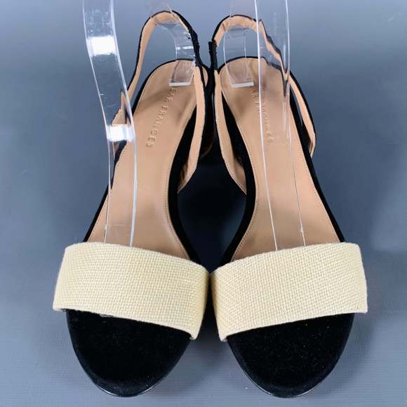 DEAR FRANCES Cream Black Acrylic Suede Slingback Sandals - Picture 4 of 8